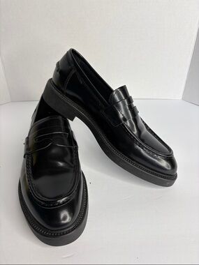 Vagabond Black Patent Penny Loafers